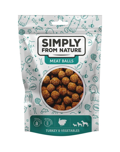 SIMPLY FROM NATURE Meat Balls - Boulettes de viande de dinde et de légumes pour chiens - 80 g