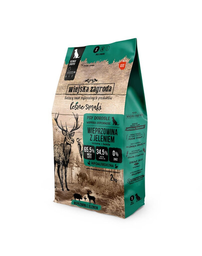 WIEJSKA ZAGRODA Saveurs forestières Porc avec cerf croquettes S 2 kg