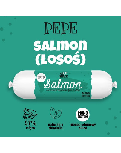 PAKA ZWIERZAKA PEPE Meat Snack Saucisse de saumon pour chiens 200g