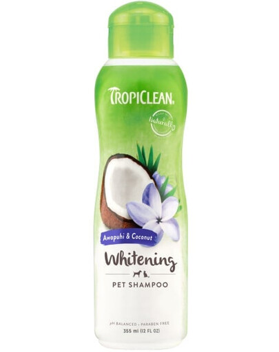 TROPICLEAN Awapuhi & Coconut Whitening Shampoo 355ml shampooing pour poils blancs et clairs pour chiens et chats