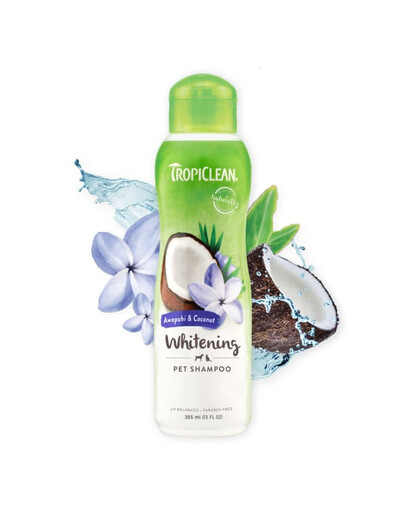 TROPICLEAN Awapuhi & Coconut Whitening Shampoo 355ml shampooing pour poils blancs et clairs pour chiens et chats