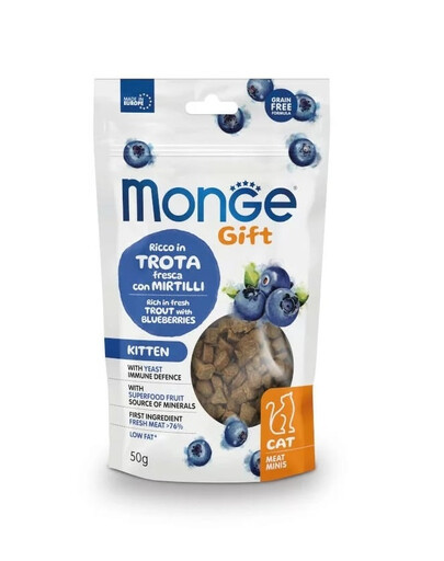 MONGE Kitten With yeast immune defense - Truite avec myrtilles pour chatons - 50 g