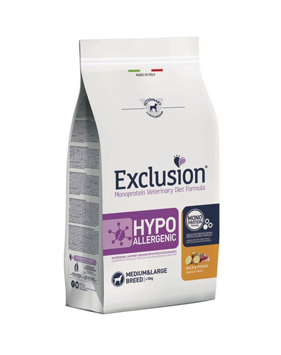 EXCLUSION Hypoallergenic medium large breeds aliments pour canards et pommes de terre pour chiens de moyennes et grandes races 12 kg