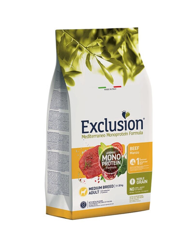 EXCLUSION MonoProtein Noble Grain medium breeds dogs nourriture pour chiens de race moyenne au boeuf 12 kg