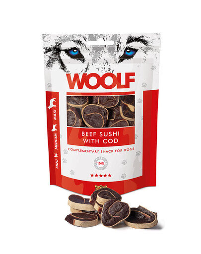 WOOLF Beef Sushi With Cod Avec le bœuf et le cabillaud 100g