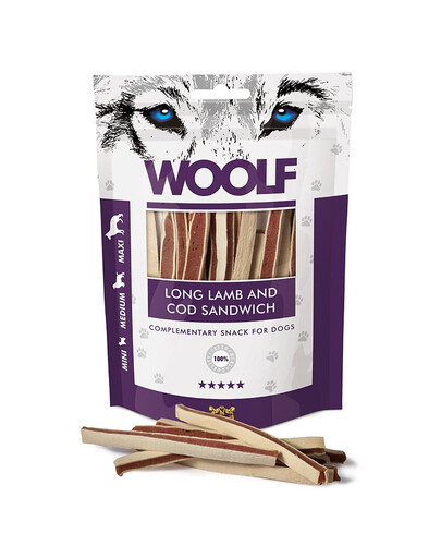 WOOLF Soft Long Lamb And Cod Sandwich Sandwichs à l'agneau et au cabillaud 100g