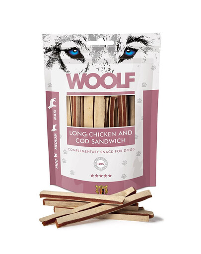 WOOLF Long Chicken And Cod Sandwich Sandwichs au poulet et à la morue 100g