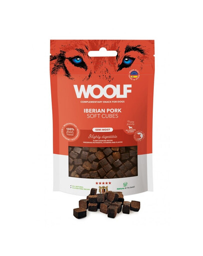 WOOLF Soft Cubes Iberian Pork Monoprotein Cubes de porc moelleux 100g