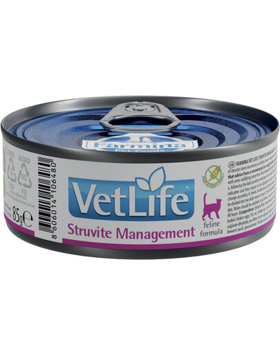 FARMINA Vet Life Natural Diet Dog Struvite Management Aliment humide contre la formation de calculs de struvite pour les chiens adultes 85 g