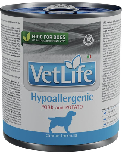 FARMINA Vet Life Natural Diet Dog Hypoallergenic Pork & Potato Aliment hypoallergénique à base de porc et de pommes de terre 300 g