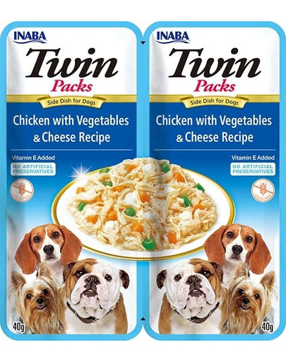 INABA Dog Twin Aliment humide avec poulet, légumes et fromage 2x40 g