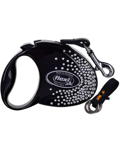 FLEXI Lanyard Glam Splash Crystal S 3m noir