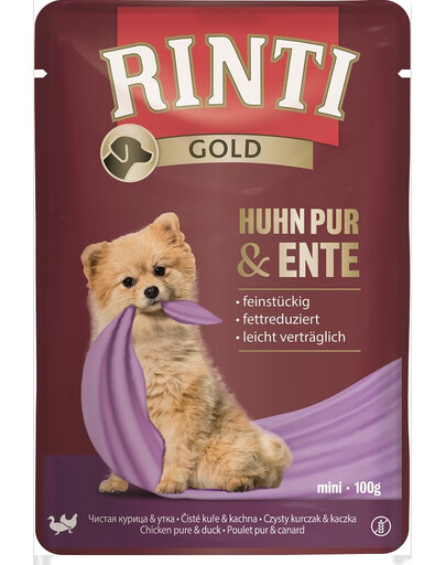 RINTI Chicken Pure&Duck Mini - sachet de poulet et de canard pour chiens de petites races - 100 g