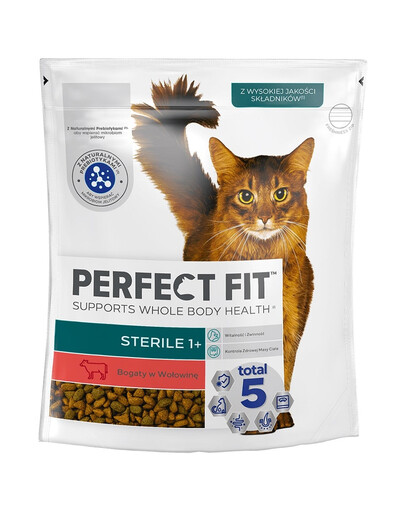 PERFECT FIT (Sterile 1+) 6x750g Riche en viande de bœuf - nourriture sèche pour chats après stérilisation