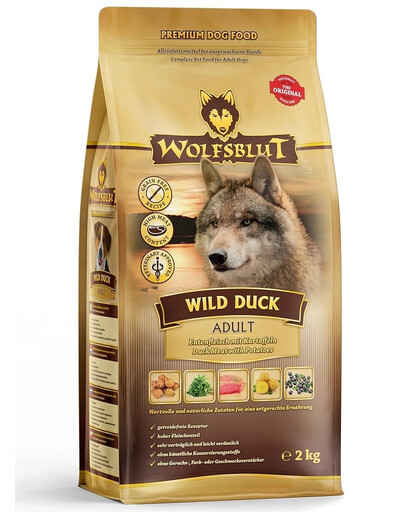 WOLFSBLUT Wild Duck Large Breed Adult Croquettes pour chiens de grande race avec du canard 12.5 kg