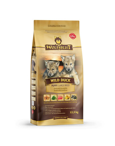 WOLFSBLUT Wild Duck Large Breed Puppy nourriture sèche pour chiots de grande race avec du canard 12.5 kg