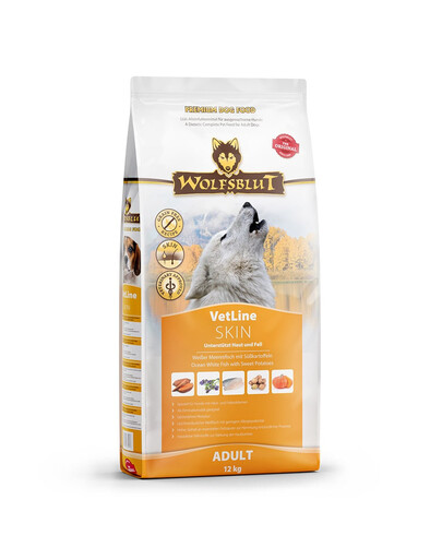 WOLFSBLUT VetLine Skin & Coat Aliment diététique pour chiens pour soutenir la peau et le pelage 12 kg