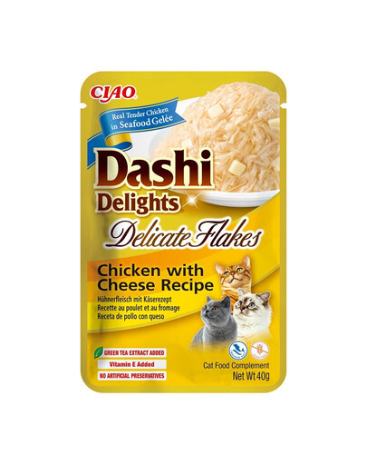 INABA Cat Dashi Delights Delicate Flakes Poulet et fromage 40g