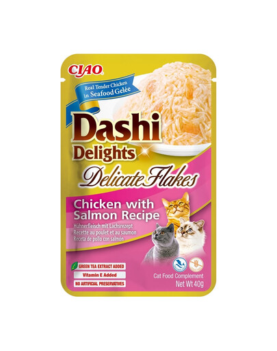 INABA Cat Dashi Delights Delicate Flakes Poulet et saumon 40g