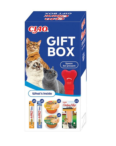 INABA Cat Ciao GIFTBOX Cadeau de Noël pour votre chat 13 collations + cuillère à café