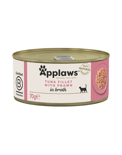 APPLAWS Cat Tin Tuna - Filet de thon et crevettes en bouillon - 70 g
