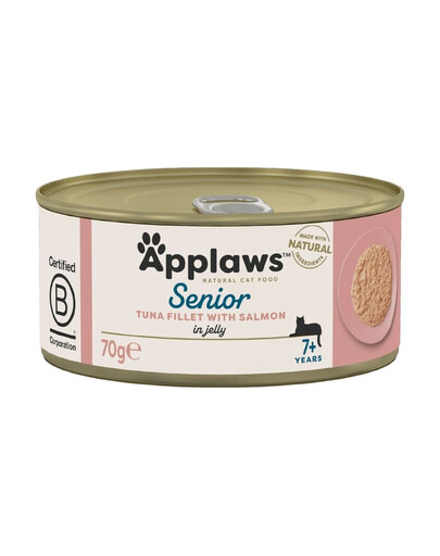 APPLAWS Cat Tin Senior - Nourriture humide de Thon et saumon pour chats séniors - 70g