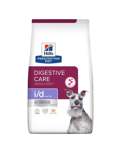 HILL'S Prescription Diet Canine i/d Low Fat Digestive Care Chicken 4 kg pour chiens ayant un système digestif sensible