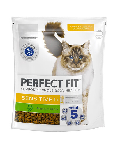 PERFECT FIT (Sensitive 1+) 6x750 g Riche en dinde - nourriture sèche pour les chats au système digestif sensible