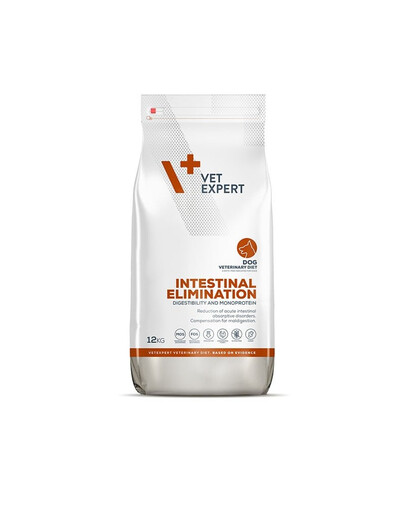 VET EXPERT Veterinary Diet Intestinal Elimination Aliment sec pour chiens adultes pour la réduction des troubles aigus de l'absorption intestinale 12 kg