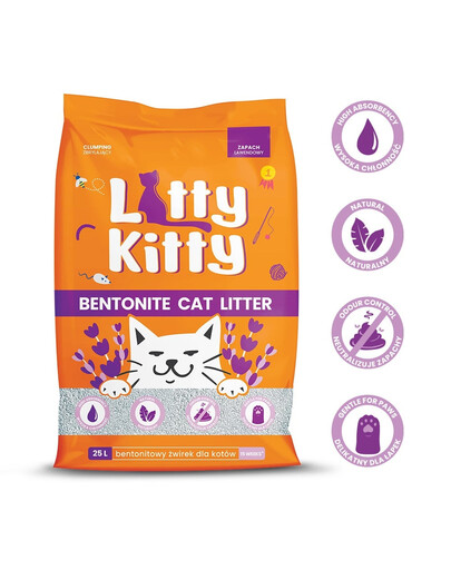 LITTY KITTY Bentonite Litière bentonitique au parfum de lavande 25 l (20 kg)
