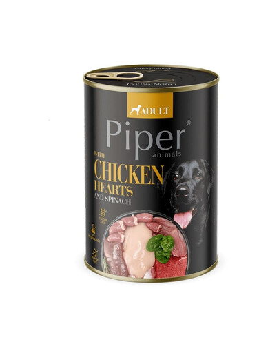 DOLINA NOTECI PIPER - Nourriture humide avec cœurs de poulet et épinards pour chiens - 400 g