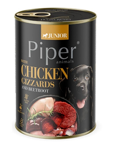 PIPER Junior avec des estomacs de poulet et des betteraves 400g nourriture humide pour chiots