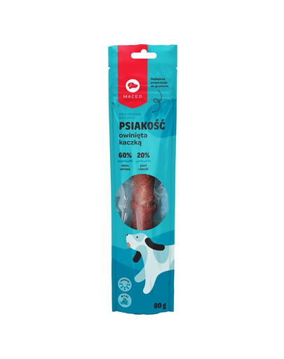MACED - Os enveloppé de viande de canard pour chiens et chiots de races moyennes - 25 cm 80-85 g