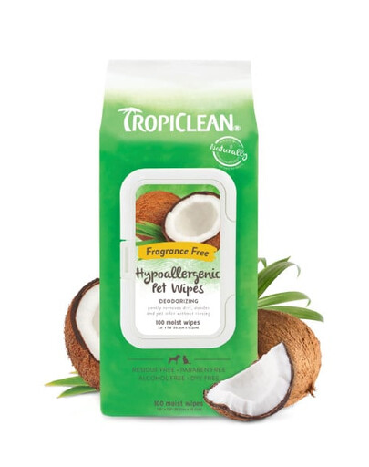 TROPICLEAN Hypoallergenic Wipes 100 pcs. lingettes hypoallergéniques pour chiens et chats à la peau sensible