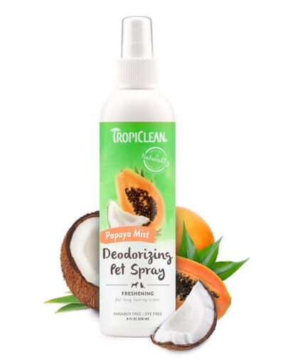 TROPICLEAN Papaya Mist Deodorizing Spray 236ml spray rafraîchissant pour chiens et chats