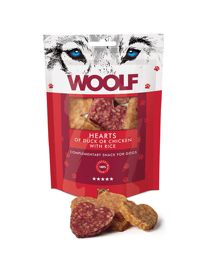 WOOLF Hearts Of Duck Or Chicken And Rice Canard au poulet et au riz 100g