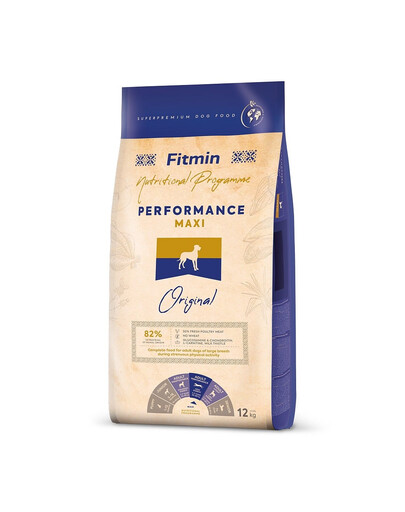 FITMIN dog maxi performance - viande de volaille pour chiens adultes de grandes et géantes races - 12 kg