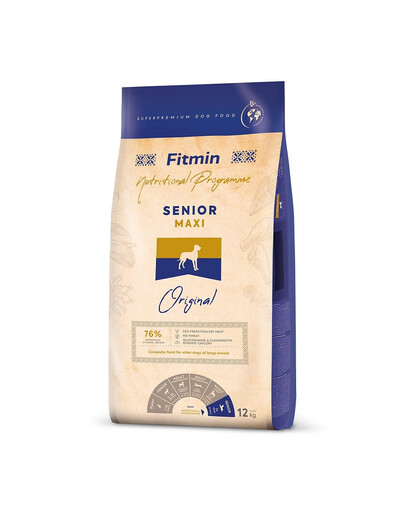 FITMIN dog maxi senior - viande de volaille pour chiens âgés de grandes et géantes races - 12 kg