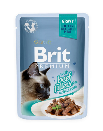 BRIT Premium Cat Fillets in Gravy nourriture humide au boeuf pour chats 24x85 g