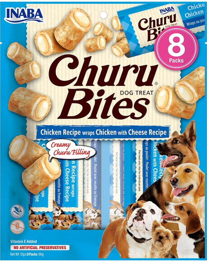 INABA Churu Bite Chicken 8x12g wrap au poulet et au fromage pour chiens