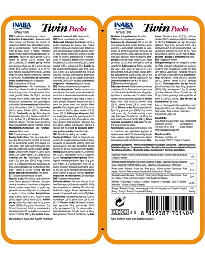 INABA Dog Twin Aliment humide avec du poulet, des légumes et du bœuf 2x40 g
