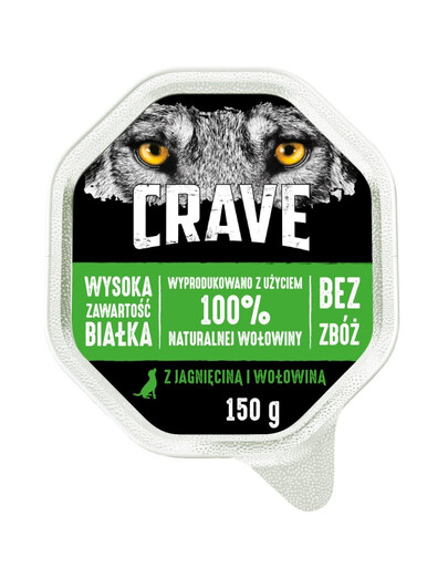 CRAVE Pâtée pour chiens en barquette avec agneau et bœuf 150 g