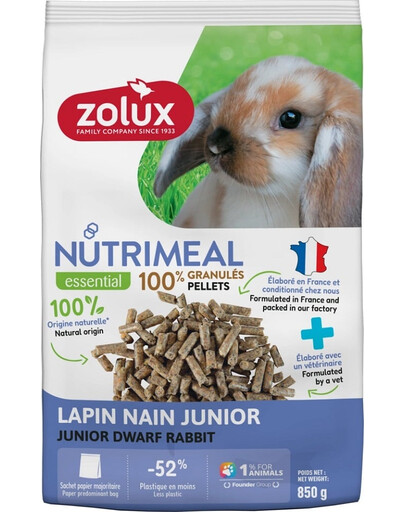 ZOLUX NUTRIMEAL 4 Croquettes pour lapins nains juniors 850 g