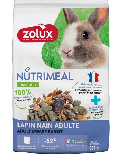 ZOLUX NUTRIMEAL 4 Mélange alimentaire pour lapins nains adultes 850 g