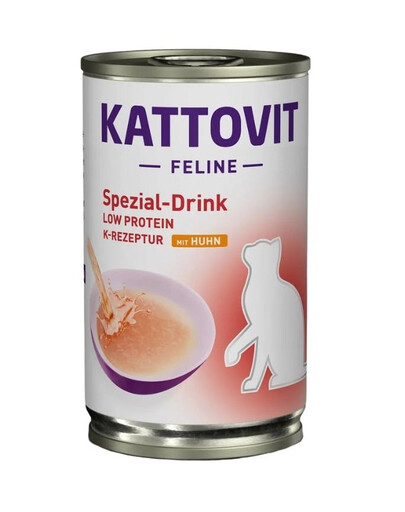 KATTOVIT Boissons Diététiques pour Chats Niere-Renal Faible en Protéines poulet 135 ml