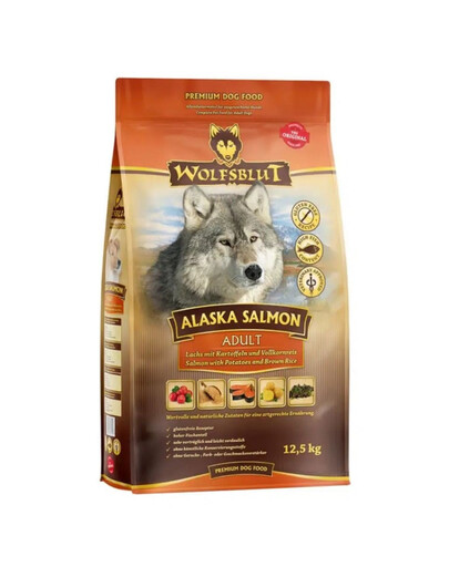 WOLFSBLUT Alaska Salmon Adult Croquettes pour chiens avec saumon et pommes de terre 12,5 kg