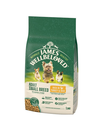 Croquettes complètes pour chiens adultes de petite race de 6 mois à 10 ans, riches en dinde et en riz 1,5 kg