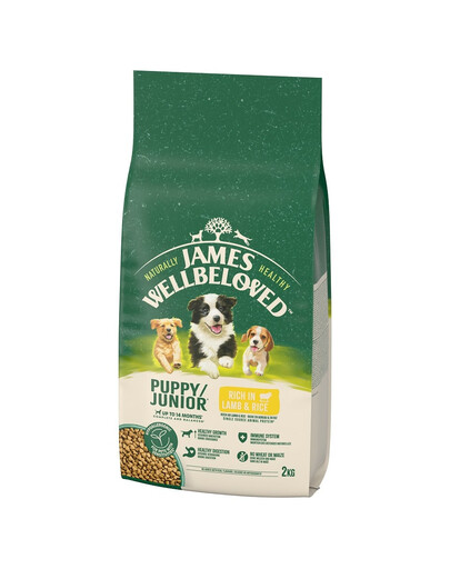 JAMES WELLBELOVED Junior Croquettes complètes pour chiots <14 mois riches en agneau et en riz 2 kg