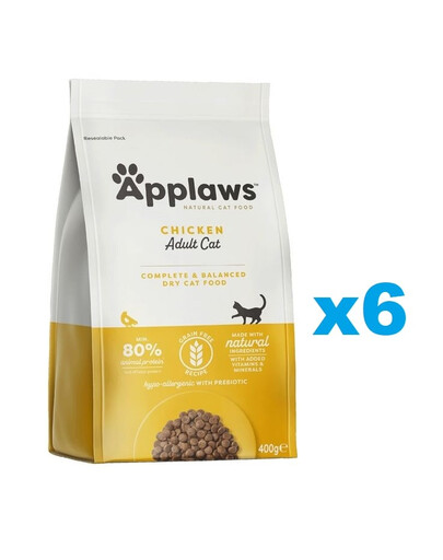 APPLAWS Cat Dry Adult - Poulet sans céréales - 2,4 kg (6x400 g)