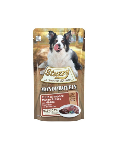 STUZZY Dog Monoprotéine Boeuf avec Myrtilles 150 g nourriture hypoallergénique pour chiens